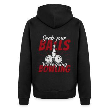 I'd Rather be Bowling retro for Man & Woman - Unisex Premium Organic Zip Hoodie - black - Back - Nico (187cm)