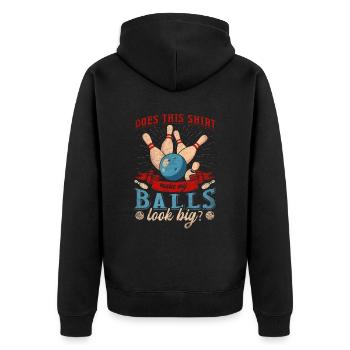 I'd Rather be Bowling retro for Man & Woman - Unisex Premium Bio Zip Hoodie - Schwarz - Hinten - Nico (187cm)