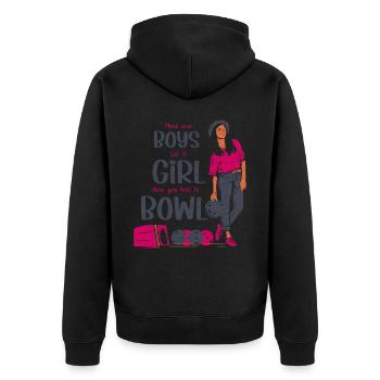 Je préfère être Bowling rétro pour homme et femme - Veste à capuche bio Premium Unisexe - noir - Dos - Nico (187cm)