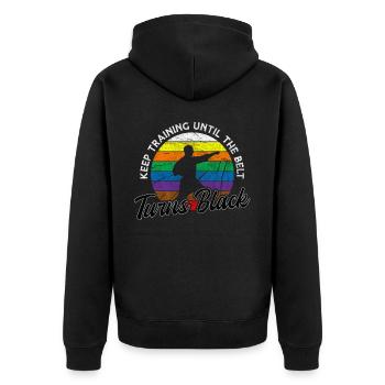 Keep Training Until The Belt Turns Black Karate - Unisex Premium Organic Zip Hoodie - black - Back - Nico (187cm)