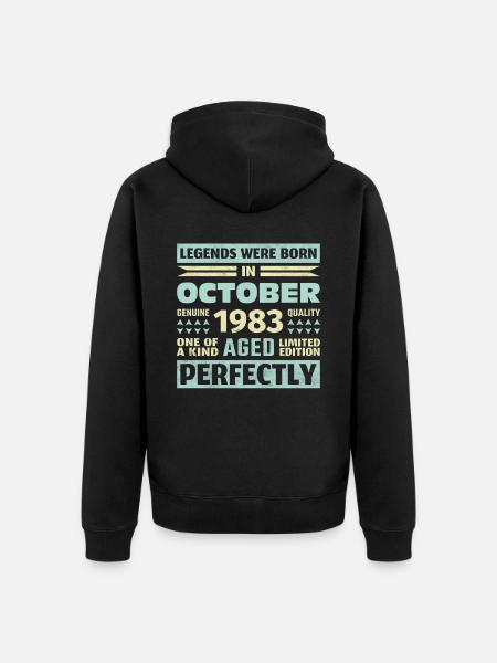 40e verjaardag oktober Vintage 1983 Vintage - Uniseks Premium bio ziphoodie - zwart