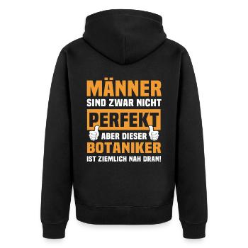 Lustige Botaniker Sprüche - Unisex Premium Bio Zip Hoodie - Schwarz - Hinten - Nico (187cm)