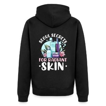 K-Beauty Hautpflege Oppa Korean Beauty Südkorea - Unisex Premium Bio Zip Hoodie - Schwarz - Hinten - Nico (187cm)