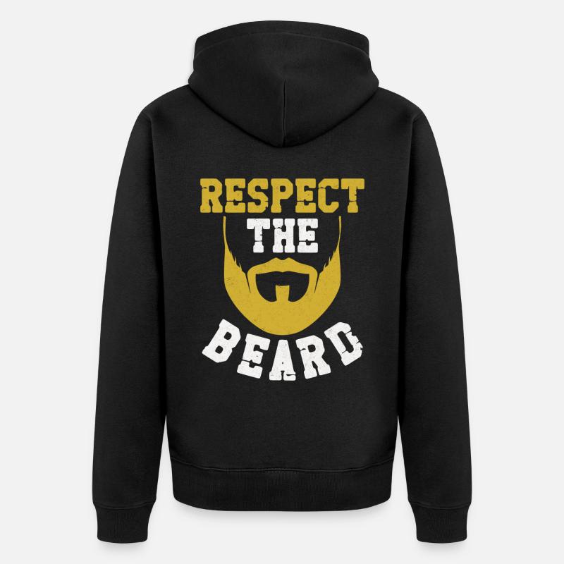 Beard Lover Bearded Man Respect - Unisex Premium Bio Zip Hoodie - Schwarz