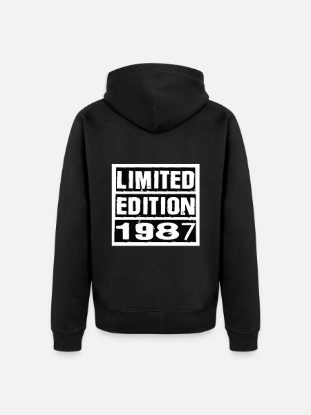 Edycja limitowana 1987 Urodziny 1987 Vintage Retro - Ekologiczna rozpinana bluza z kapturem Premium unisex - czarny