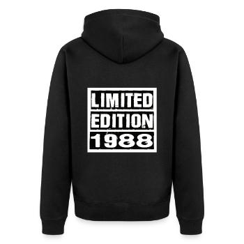 Limited Edition 1988 Geburtstag 1988 Vintage Retro - Unisex Premium Bio Zip Hoodie - Schwarz - Hinten - Nico (187cm)