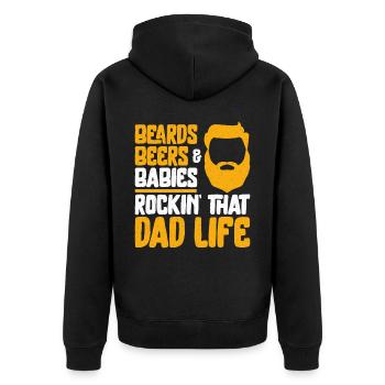 Beard Lover Bearded Man Dad Ginger - Unisex Premium Bio Zip Hoodie - Schwarz - Hinten - Nico (187cm)