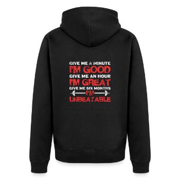 Bodybuilder - Unisex Premium Bio Zip Hoodie - Schwarz - Hinten - Nico (187cm)