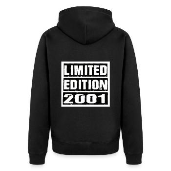 Limited Edition 2001 Geburtstag 2001 Vintage Retro - Unisex Premium Bio Zip Hoodie - Schwarz - Hinten - Nico (187cm)