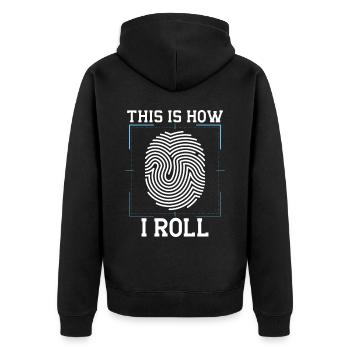 Funny Forensic Scientist Science Investigator - Unisex Premium Organic Zip Hoodie - black - Back - Nico (187cm)