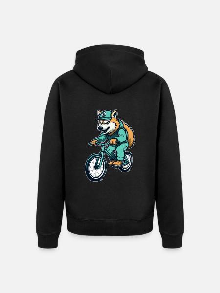 Wolf Bicycle - Unisex Premium Organic Zip Hoodie - black