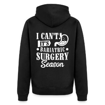Funny stomach - Unisex Premium Organic Zip Hoodie - black - Back - Nico (187cm)