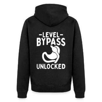 Lustige bariatrische Magenchirurgie - Unisex Premium Bio Zip Hoodie - Schwarz - Hinten - Nico (187cm)