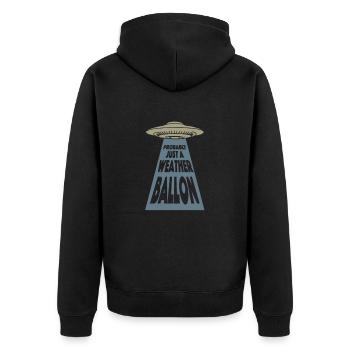 Alien Meme Aliens Ufo Weather Ballon Ufo - Unisex Premium Bio Zip Hoodie - Schwarz - Hinten - Nico (187cm)