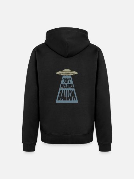 Alien Meme Aliens Ufo Weather Balloon Ufo - Unisex Premium Organic Zip Hoodie - black