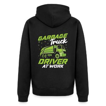 Truck Driver Trucker Truck Driver Funny - Unisex Premium Organic Zip Hoodie - black - Back - Nico (187cm)