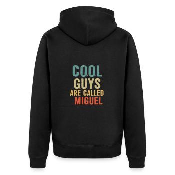 Cool guys are called miguel - Unisex Premium Organic Zip Hoodie - black - Back - Nico (187cm)