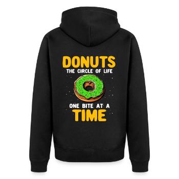 Donuts Doughnuts - Unisex Premium Bio Zip Hoodie - Schwarz - Hinten - Nico (187cm)