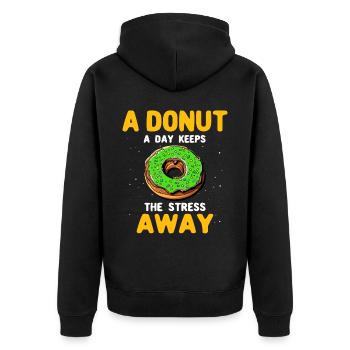 Donuts Doughnuts - Unisex Premium Bio Zip Hoodie - Schwarz - Hinten - Nico (187cm)
