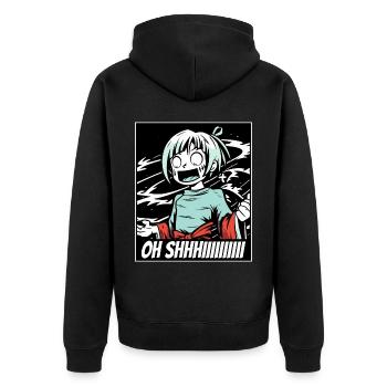 Oh merde, fille, anime - Veste à capuche bio Premium Unisexe - noir - Dos - Nico (187cm)
