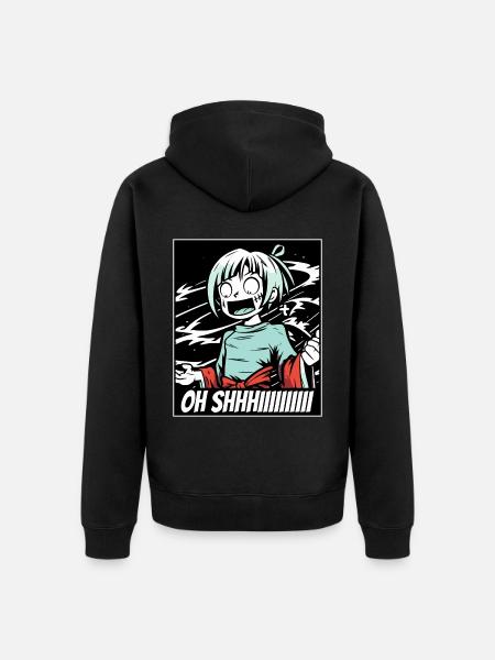 Oh shit, girl, anime - Unisex Premium Organic Zip Hoodie - black