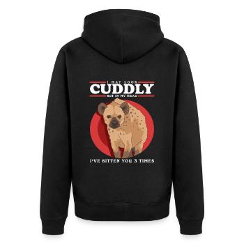 Hyena Hyena Spotted Hyena Gift - Unisex Premium Organic Zip Hoodie - black - Back - Nico (187cm)