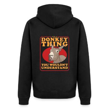 Esel Eselbesitzer Eselchen Eselliebhaber Geschenk - Unisex Premium Bio Zip Hoodie - Schwarz - Hinten - Nico (187cm)