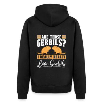 Gerbil Are Those Gerbils I Really Really Animals - Unisex Premium Organic Zip Hoodie - black - Back - Nico (187cm)