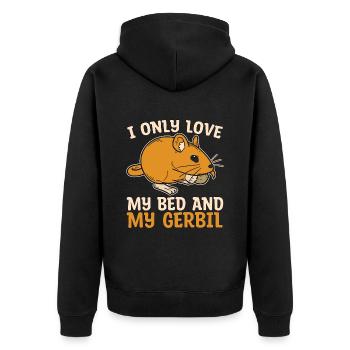 Gerbil I Only Love My Bed And My Gerbil Racing Rat - Unisex Premium Organic Zip Hoodie - black - Back - Nico (187cm)