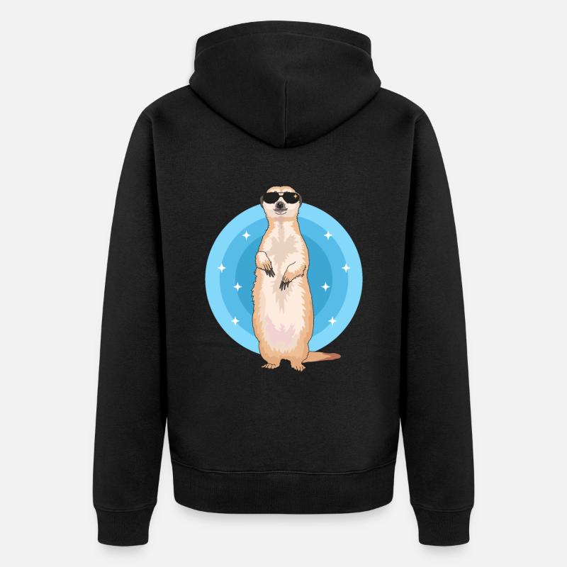 Erdmännchen Cool | Lustiges Erdmännchen Geschenk - Unisex Premium Bio Zip Hoodie - Schwarz