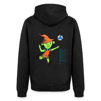 Witch Playing Volleyball - Unisex Premium Organic Zip Hoodie - black - Back - Nico (187cm)