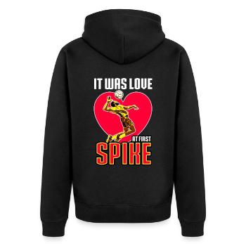 Volleyball It Was Love At First Spike - Unisex Premium Organic Zip Hoodie - black - Back - Nico (187cm)