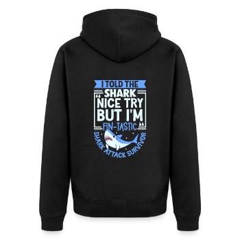 Survivants d’une attaque de requin - Veste à capuche bio Premium Unisexe - noir - Dos - Nico (187cm)