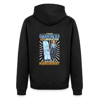 Libérez enfin - Narcissisme Survivant - Veste à capuche bio Premium Unisexe - noir - Dos - Nico (187cm)