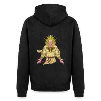 Slavic god Dazhbog - Unisex Premium Organic Zip Hoodie - black - Back - Nico (187cm)