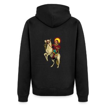 Slavic god Chors - Unisex Premium Organic Zip Hoodie - black - Back - Nico (187cm)