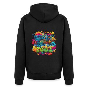 Funky Birthday: December 2002 - Psychadelic - Unisex Premium Organic Zip Hoodie - black - Back - Nico (187cm)