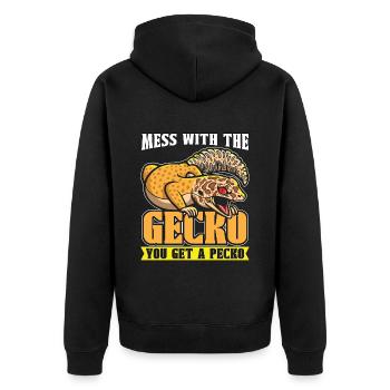 Gecko léopard Mess avec l’herpétologiste Gecko - Veste à capuche bio Premium Unisexe - noir - Dos - Nico (187cm)
