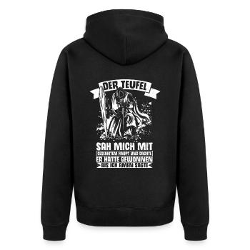 Ritter Tempelritter Kostüm Kreuzritter Mittelalter - Unisex Premium Bio Zip Hoodie - Schwarz - Hinten - Nico (187cm)