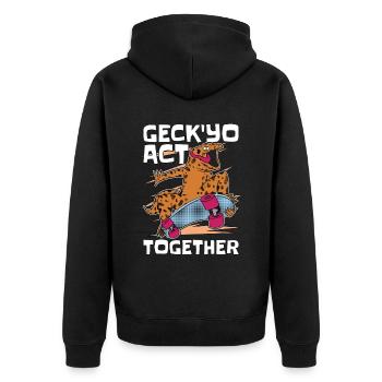 Leopard Gecko 'Yo Act Together Reptile Animals - Unisex Premium Organic Zip Hoodie - black - Back - Nico (187cm)