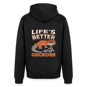 Gecko léopard La vie est meilleure avec les reptiles geckos - Veste à capuche bio Premium Unisexe - noir - Dos - Nico (187cm)