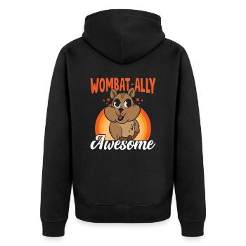 Allié au Wombat Awesome Wombat Australien - Veste à capuche bio Premium Unisexe - noir - Dos - Nico (187cm)