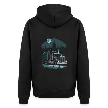 Christmas Truck Driver Christmas Semi Truck - Unisex Premium Organic Zip Hoodie - black - Back - Nico (187cm)