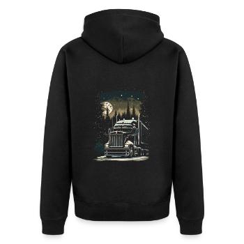 Christmas Truck Driver Christmas Semi Truck - Unisex Premium Organic Zip Hoodie - black - Back - Nico (187cm)