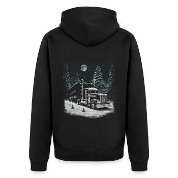 Weihnachts Lkw Fahrer Weihnaten Sattelschlepper - Unisex Premium Bio Zip Hoodie - Schwarz - Hinten - Nico (187cm)