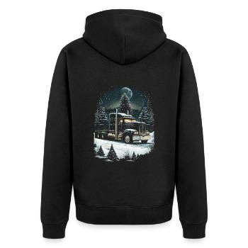 Christmas Truck Driver Christmas Semi Truck - Unisex Premium Organic Zip Hoodie - black - Back - Nico (187cm)