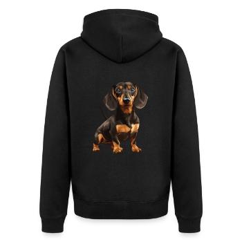 Amoureux des chiens - race de chien teckel - mignon - Veste à capuche bio Premium Unisexe - noir - Dos - Nico (187cm)