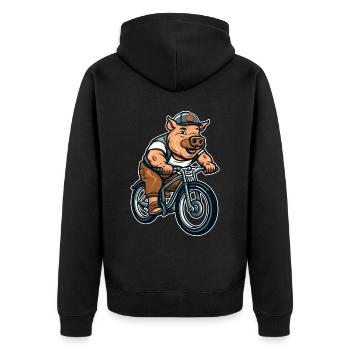 Porc Porc Éleveur Vélo - Veste à capuche bio Premium Unisexe - noir - Dos - Nico (187cm)