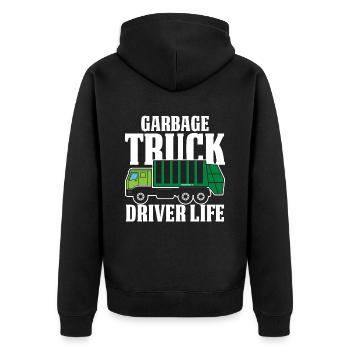 Truck Driver Trucker Truck Driver Funny - Unisex Premium Organic Zip Hoodie - black - Back - Nico (187cm)
