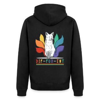 Fursona Fox Funny Different LGBTQ Furry - Unisex Premium Bio Zip Hoodie - Schwarz - Hinten - Nico (187cm)